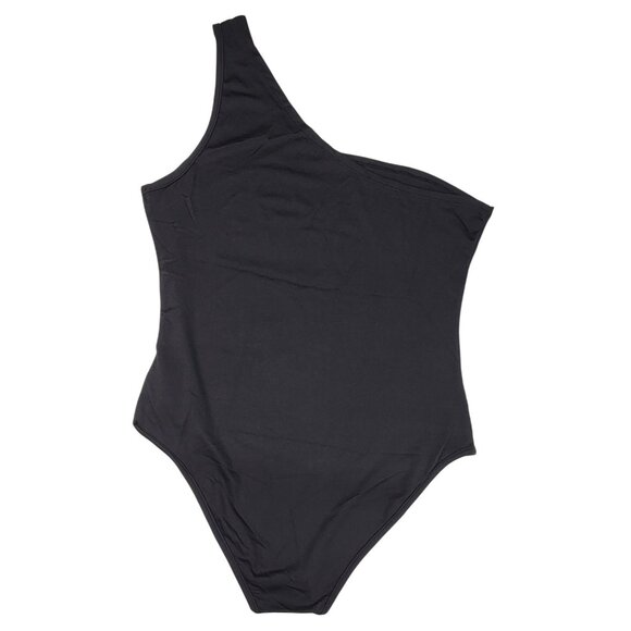 Bodysuit One-Shoulder Black Snap Closure Womens Large L New in Bag - Picture 2 of 6